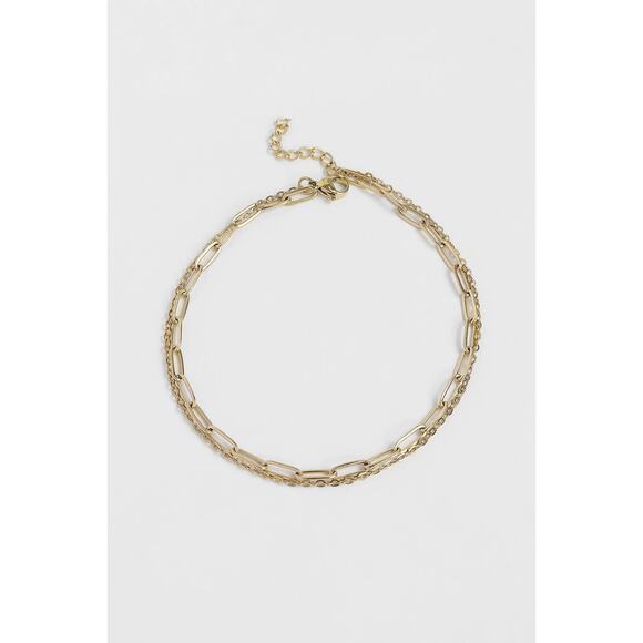 2 Row Stainless Steel Loop and Paperclip Chain Anklet - Picture 13 of 16